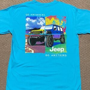 Jeep Adventure T-Shirt in Bright teal Blue , comfort colors size large. NWOT